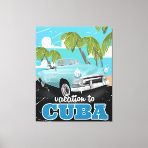 Toile Affiche vintage de trajet en voiture du Cuba