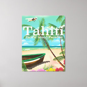 Toile Affiche vintage de voyage du Tahiti