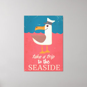 Toile affiche vintage de voyage en bord de mer.