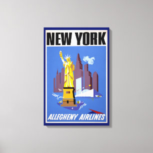 Toile Affiche Vintage voyage pour Allegheny Airlines