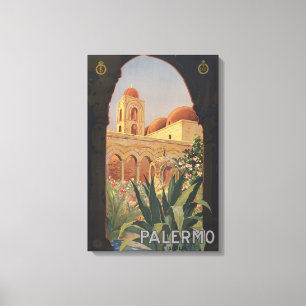 Toile Affiche Vintage voyage Pour Palerme, Italie.