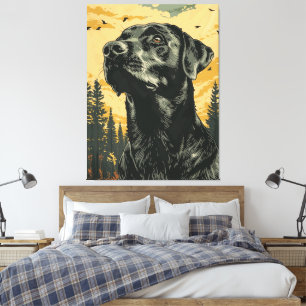 Toile Affiches Vintage de Labradors Retriever Noirs