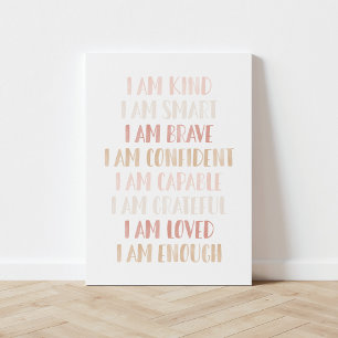 Toile Affirmations neutres roses pour décoration de crèc