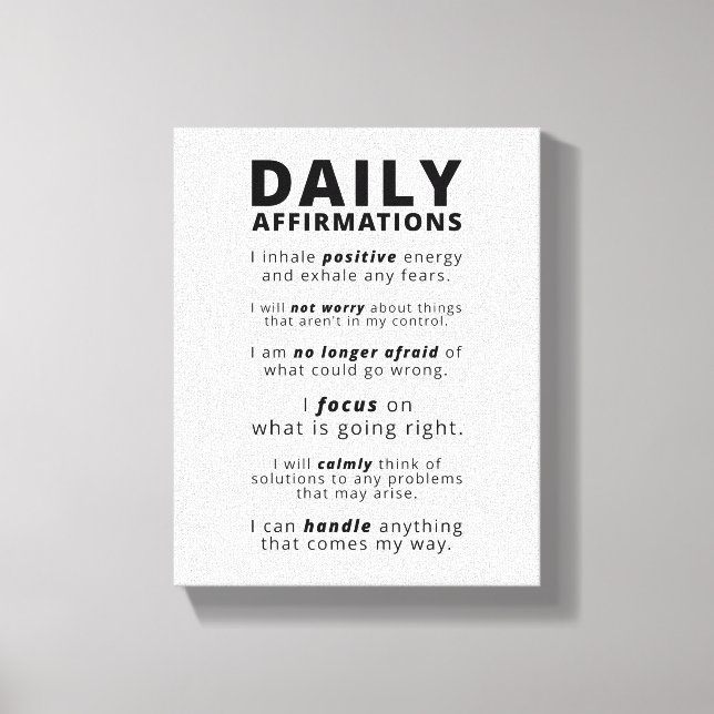 Toile Affirmations Quotidiennes Tableaux d'art mural pos (Recto)