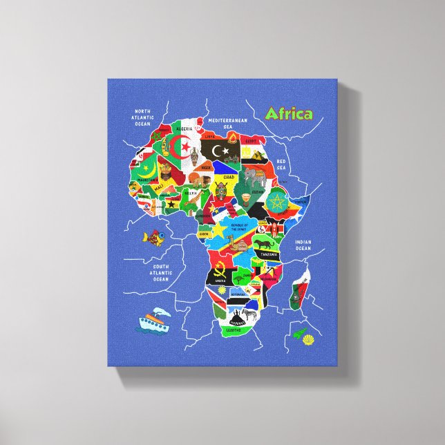 Toile Africa map (Recto)