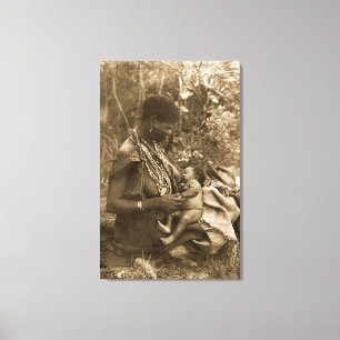 TOILE AFRIQUE POUVOIR FEMME ALLER-FAIRE SEPIA VINTAGE