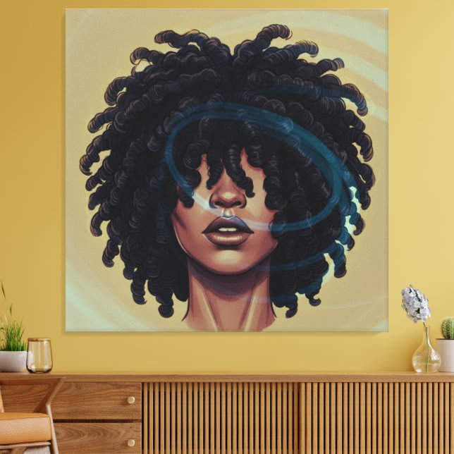 Toile Afro Glow Canvas – Modern Black Art (Insitu(Salon))