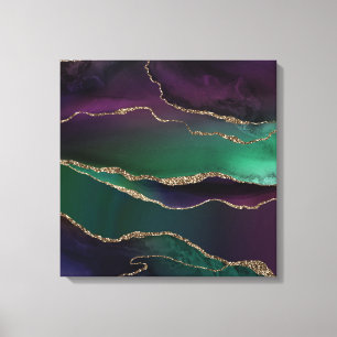 Toile Agate attrayante   Joyau foncé Tone Pierre Or Vein