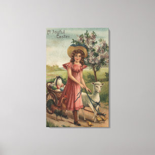 Toile Agneau, poussin, et coq de marche de fille