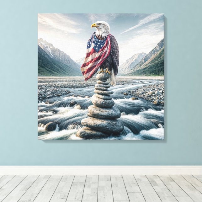 Toile Aigle Bald Avec Drapeau Américain Au Caire (Insitu (Plancher de Bois))