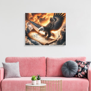 Toile Aigle Bald Volant Avec La Constitution Américaine