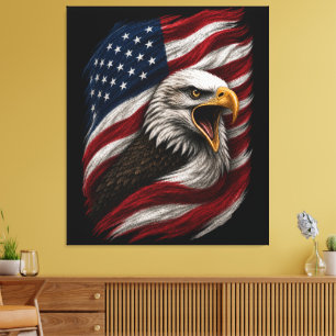 Toile Aigle chauve patriotique américain dessin de natio