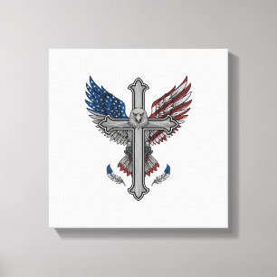Toile Aigle Patriotique Croix Gravure Vintage Vecteur Dé