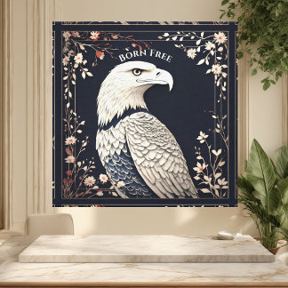 Toile Aigle patriotique en ivoire doux | Art de l'hérita