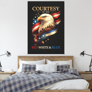 Toile Aigle Patriotique Rouge Blanc et Bleu Vintage