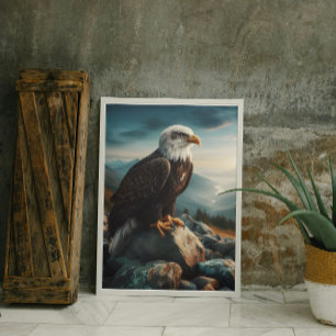 Toile Aigle perché sur le terrain rocheux