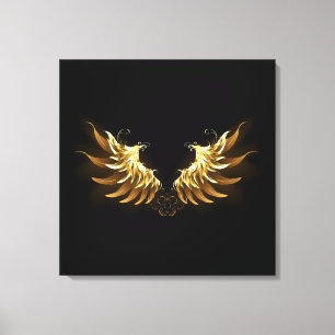 Toile Ailes d'Ange d'or sur arrière - plan noir