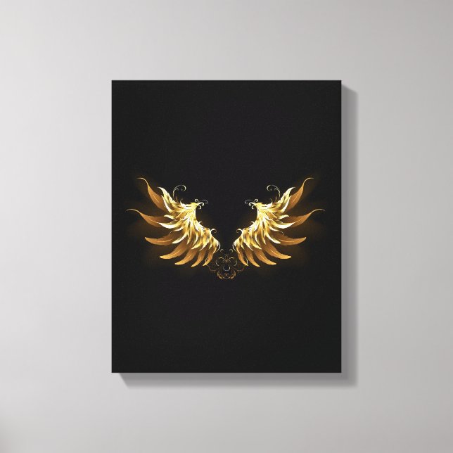 Toile Ailes d'Ange d'or sur arrière - plan noir (Recto)