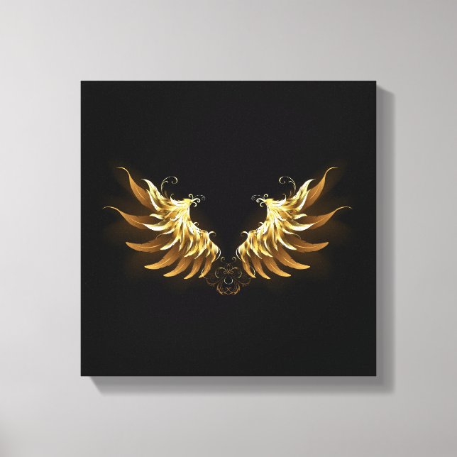 Toile Ailes d'Ange d'or sur arrière - plan noir (Recto)