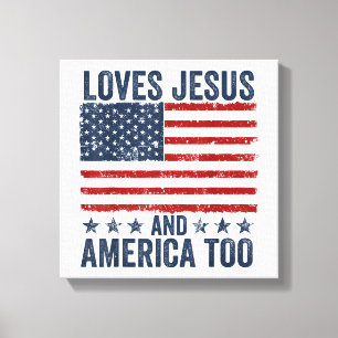 Toile Aime Jésus et l'Amérique aussi Dieu Chrétien 4 jui