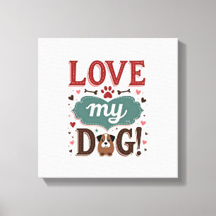 Toile Aime Moi Aime Mon Chien Vintage Joli Empreinte De 