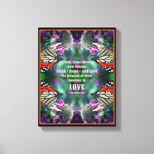 Toile Aimer Citation Monarque Papillon Inspirational (Recto)