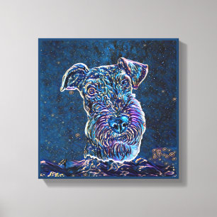 Toile Airedale terrier Bleu Starry Style de peinture de