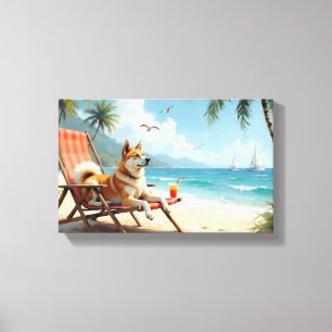 Toile Akita Américain Vibes de Plage