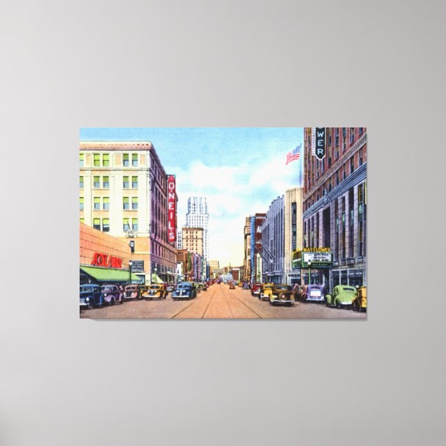 Toile Akron Ohio Main Street 1940 (Recto)