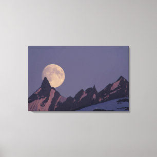 Toile Alaska, Montagnes Chugach La pleine lune se lève
