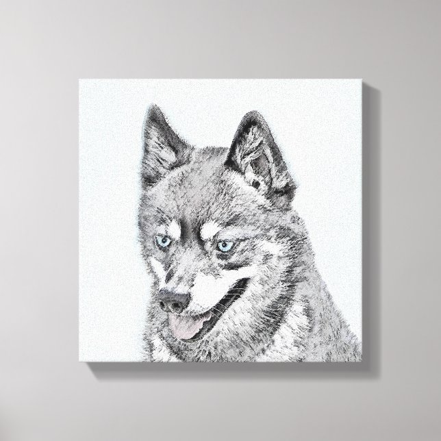 Toile Alaskan Klee Kai Peinture - Cute Original Chien Ar (Recto)