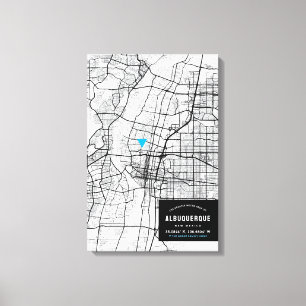 Toile Albuquerque City Map + Marquer Votre Emplacement