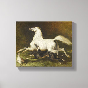 Toile Alfred Dedreux : Cheval et chien galopants