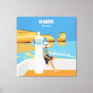 Toile Algarve plage fille voyage vintage style