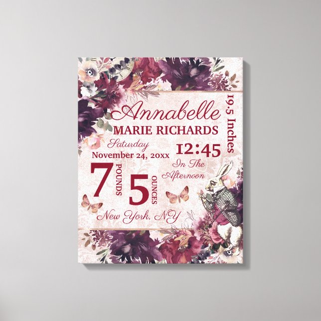 Toile Alice au pays des merveilles Floral Custom Babth S (Recto)