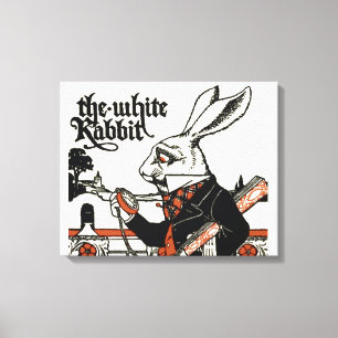 Toile Alice Lapin Blanc Classique Wonderland 