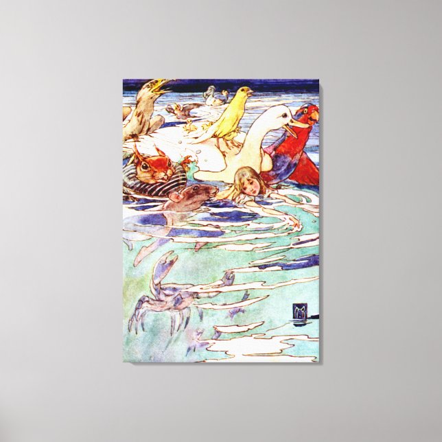 Toile Alice nager dans la piscine de larmes au pays des  (Recto)