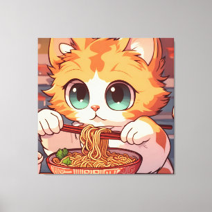 Toile Alimentation de chats délicieux Ramen