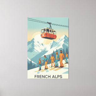 Toile Alpes françaises : Vintage voyage de ski