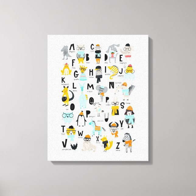 Toile Alphabet animal mignon | Certains Ont Des Casquett (Recto)