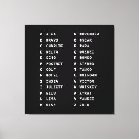 Alphabet phonétique de l'aviation - Noir et Blanc