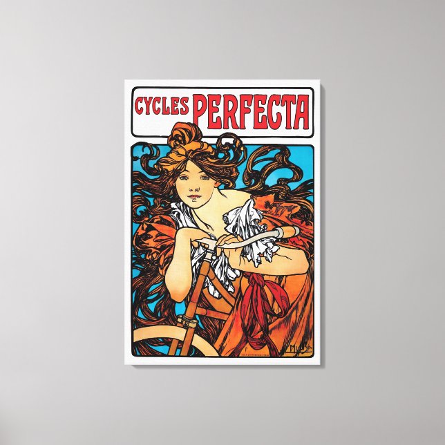 Toile Alphonse Mucha - Cycles Perfecta Retro Art Nouveau (Recto)