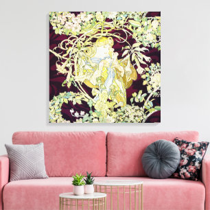 Toile Alphonse Mucha Femme au marguerite Art nouveau Art