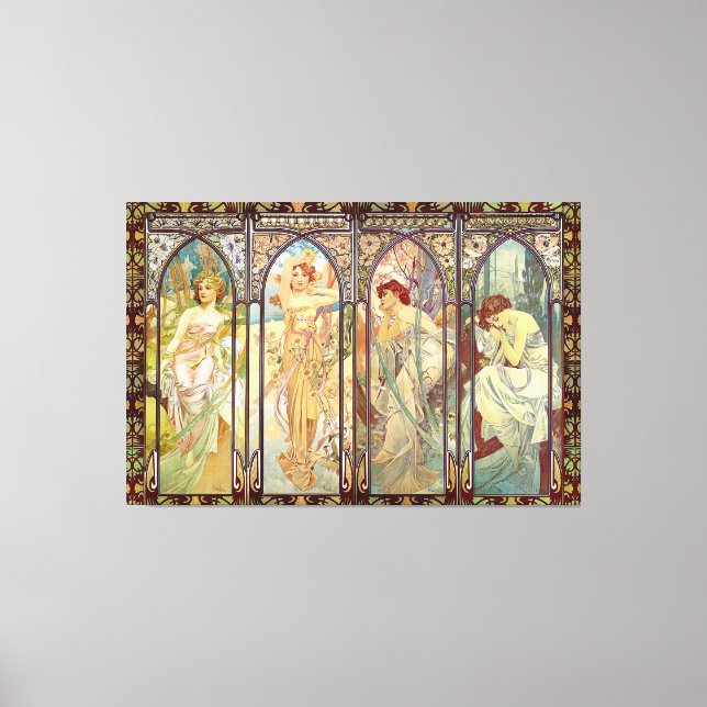 Toile Alphonse Mucha - Les heures du jour (Recto)