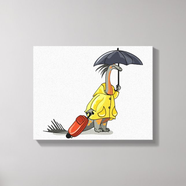 Toile Amargasaurus Portant Un Parapluie Et Une Valise. (Recto)