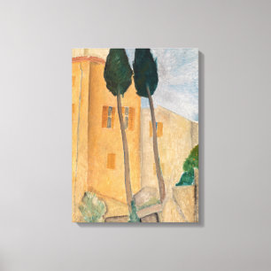 Toile Amedeo Modigliani - Cyprès et maisons à Cagnes