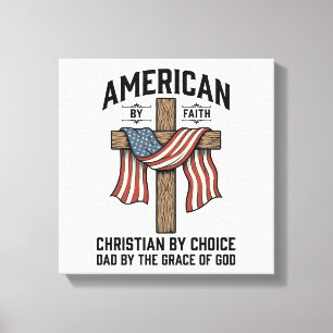 Toile Américain par la Foi Christian Papa Croix Patrioti