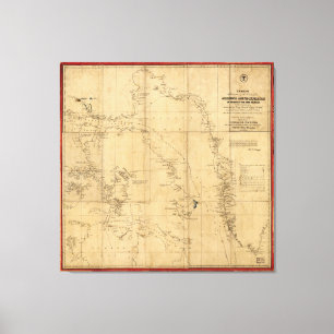 Toile American Arctic Expéditions Map (1853)
