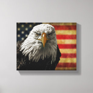 Toile American Bald Eagle on Grunge Flag