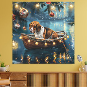Toile American English Foxhound Christmas Festive Voyage
